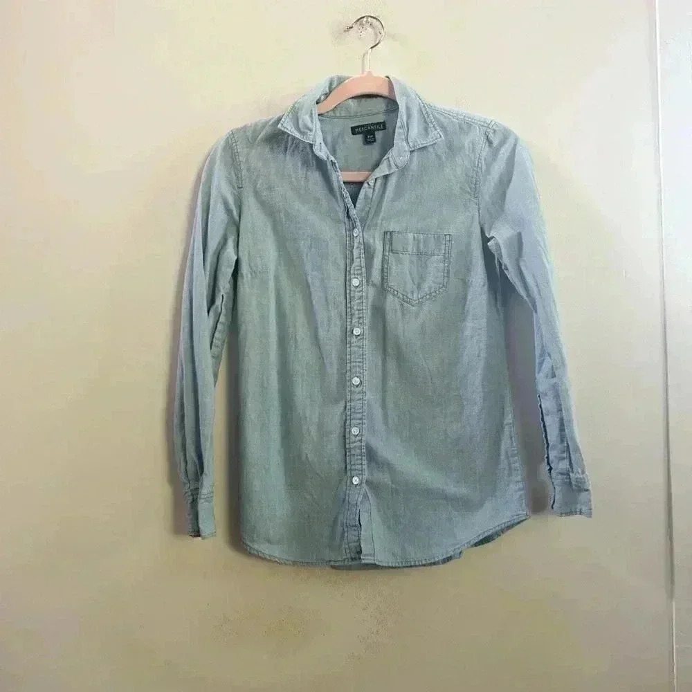 J.Crew mercantile denim button down XS petite